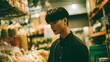 © phianguma - Young Man Contemplating Choices in Grocery Aisle of Local Market