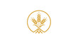 © Sumon Creatives - Clean golden circular emblem displaying three stylized ears of wheat inside a thin gold circle on a white background.