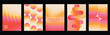 © TWINS DESIGN STUDIO - Warm gradient abstract cover templates set. Vector vertical poster and brochure layouts with pink orange geometric waves, circles and soft cream background