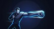 © prodigital - Man throwing a powerful punch with motion blur effect on dark background