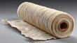 © Sonic - Rolled beige textile, partially unfurled, showing texture and fibers