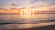© Ahsanul - Beautiful Sunset Beach Scene With Year Number Displayed Over Water transparent background