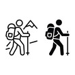 © PNG BOSS 22 - Hiking person with backpack and trekking pole, outline and solid styles