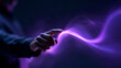 © BlackBridge Media - Hand Touching Glowing Purple Digital Energy Wave