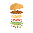 © Nazina - a traditional taco with its separated ingredients floating in layers