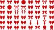 © MdMonsurAli - Set of red gift bows ribbons rosettes and neckties collection for holiday present wrapping decoration flat vector illustration