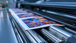 © Akash - Industrial printing press rolling colorful paper in a modern factory setting. Ideal for commercial publishing and manufacturing concepts.