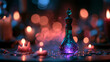 © BlackBridge Media - Magic Potion Bottle Glowing Surrounded by Candles
