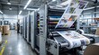© Cahya - Printing press running in factory with high speed paper rolls and color rollers representing industrial printing manufacturing