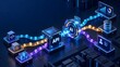 © abdul studio - Isometric visualization of an application programming interface connecting to artificial intelligence nodes for advanced server data processing