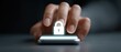 © Hospital man - A hand softly interacts with a smartphone display featuring a bright lock symbol representing digital safety privacy assurance and advanced technology within a stylish modern environment