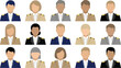 © rezaul4022 - Diverse collection of airline pilot avatar icons in multiple uniform colors and gold details