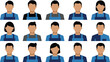 © rezaul4022 - Set of service worker avatars wearing blue uniforms and aprons flat vector graphic icons