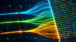 © RKB - Abstract big data visualization set against a backdrop of colorful data streams, binary code, analytics, machine learning, data processing, and Advanced Data processing technology in 3D render