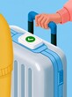 © Moly Studio - Handling Blue Suitcase with Luggage Tag, Wheels and Handle