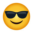 © icons gate - Cool smiling emoji with dark sunglasses and a broad confident grin, conveying a laid-back, smooth, relaxed attitude, summer vibes, and effortless style.
