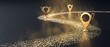© MindsTock - Golden trophy pins marking progress path on dark textured surface representing achievement and success in business journey with glowing particles and soft lighting effects for corporate presentation