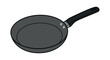 © Israt - Gray frying pan with black handle a vector illustration on white background