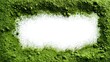 © Sinechana - Wheatgrass powder border forming organic hand-made looking frame with grainy textured surface on white background