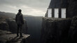 © Musfequr Zone - Man standing on a cliff edge looking at three doors illustration