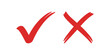 © huzaifa - Red hand drawn checkmark and cross mark set for approval rejection.
