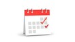 © Intellectual - 3d realistic calendar icon with red check mark symbolizing task completion and scheduling transparent background