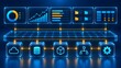 © abdul studio - Futuristic digital dashboard interface displaying data analytics cloud computing databases and network infrastructure