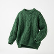 © Bboy - Green Cable Knitted Wool Crewneck Sweater Isolated on White Background