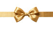 © we.bond.png - Elegant shiny gold silk bow tied with horizontal ribbon for luxurious gift decoration on transparent background