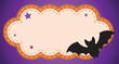 © VectorVibe Studio - Decorative halloween holiday frame with a cute bat silhouette and purple background for seasonal party invitation design