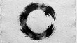 © Mehedi - Black ink brush circle frame on paper texture background with rough distressed paint style elements.