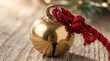 © ManuStockStudio - Brass Sleigh Bell with Cord, Vintage Christmas Decoration, Festive Holiday Symbol, Rustic Winter Charm, Antique Brass Bell.