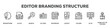 © Ski14 - Editor Branding Structure with icon of Brainstorm, Ai file, Search, Id card, Notebook, Layout, Folder, Ui ux, Think out of the box