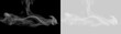 © Maria - White smoke and steam cloud overlay isolated on black and transparent background. Realistic vapor fog effect for design and vfx