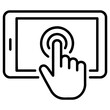 © Vectscape - Digital tablet screen interaction icon representing touchscreen navigation technology and user interface gesture control concepts with minimalist line icon