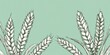 © Ilja - Elegant thin line drawing of rustic wheat stalks on a seafoam green watercolor background design.