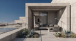 © moneymoney - Modern concrete terrace architecture and luxury apartment exterior with minimalist outdoor patio sofa	미니멀한 야외 파티오 소파가 있는 현대적인 콘크리트 테라스 건축 및 럭셔리 아파트 외관
