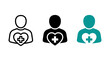 © Al Rafi - User person icon with a medical cross on a heart in line, black and teal styles