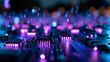 © BlackBridge Media - Futuristic Circuit Board with Glowing Binary Data and Microchips