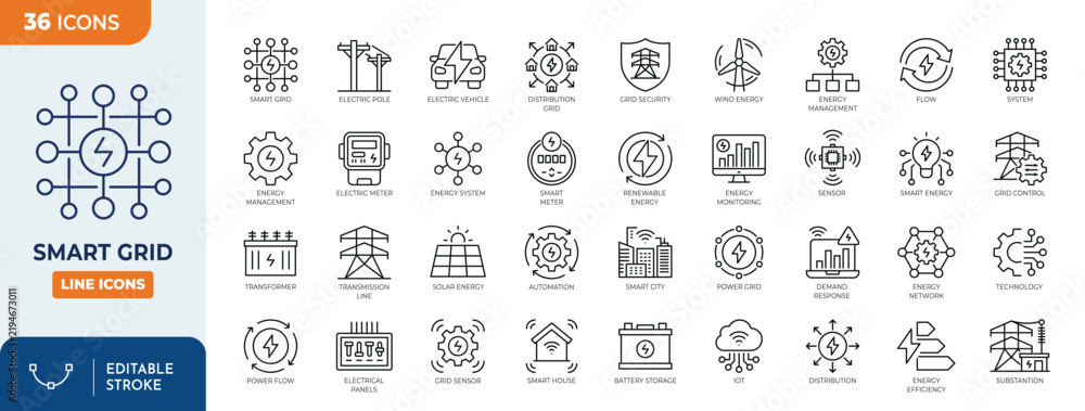 Emf Device Icon Smart grid icon set. Containing smart, grid, energy, power, electricity ...
