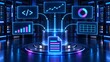 © Anhidrit'12 - Business intelligence and automated data analytics concept with floating financial charts streaming into digital report