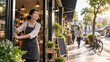 © JB_GENERATED - Small business owner opening a neighborhood café during economic recovery