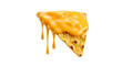 © B o W Graphics - A single crunchy tortilla chip generously covered with dripping golden liquid cheese sauce.