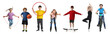 © New Africa - Children with various sports equipment, collage of portraits on white background. Classes in different sports