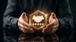 © Working Moments - Hands holding a glowing hexagon with a handshake icon and stars representing trust and partnership.
