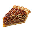 © Hugo Arunpree - Slice of classic pecan pie. Isolated traditional sweet autumn dessert.
