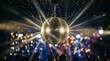 © Khadija Nuri - Shining Mirror Disco Ball Hanging in Nightclub with Light Rays Bokeh