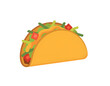 © Chomillera - illustration of a traditional Mexican taco with crispy shell lettuce cheese and tomato