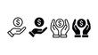 © MdFujlul - Hands holding dollar coin icons donation and finance symbol donation business currency exchange