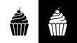 © Mst Runa - Sweet cupcake with cherry topping flat icon design delicious birthday frosting illustration isolated confectionery